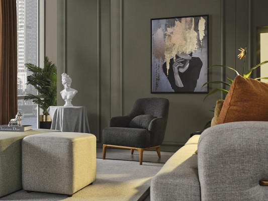 Křeslo křeslo Moderní Látka Obývací pokoj Polyester Šedá Design Sedadlo