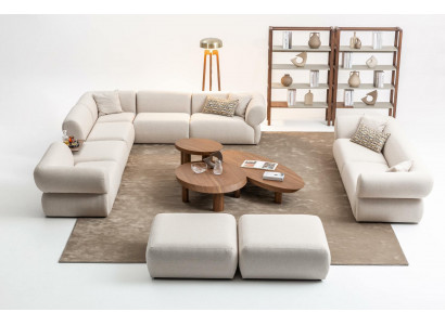 Sedací souprava obývacího pokoje Rozkládací pohovka L-tvar 3místná Pohovka s otomanem Moderní design