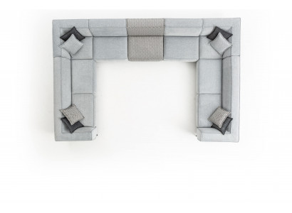 Rohová sedací souprava v U tvaru pro moderní obývací pokoj, šedá pohovka, nová