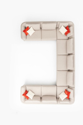 Sofa U-Form Luxus obývacího pokoje Beige Pohovka Moderní Design Styl