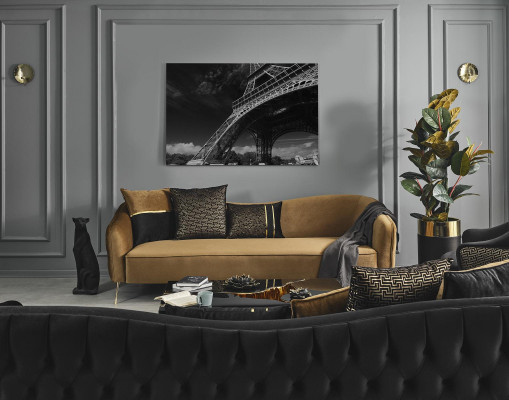 Chesterfield sedací souprava – sofa, křeslo Modrá Polyester Luxus Set 3 kusy