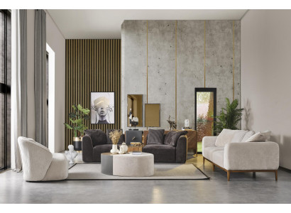 Sedací souprava pohovka látka pohovky moderní obývací pokoj bílá 3dílná polyester