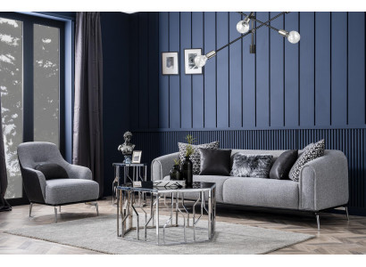 Sofa sestava Kompletní sedací souprava Sofa 431 Sedadlo Látka 3-dílná Černá