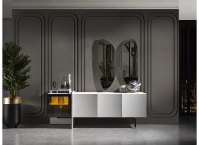 Skupina skříně nástěnná zrcadlo zásuvkový stolek dřevo moderní jídelní místnost bílý design nový