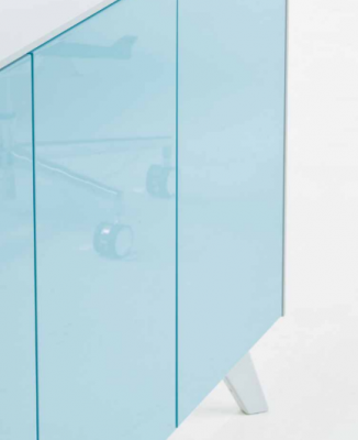 Komoda Moderní Sideboard Modré Dřez Skříň Kancelářská skříň Skleněná Frezza Nová