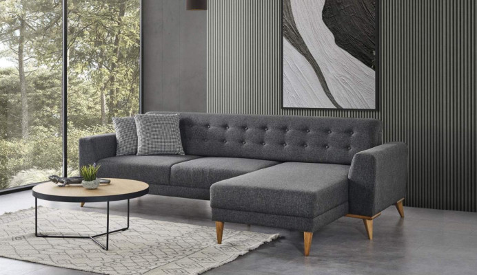 Luxus rohová sedací souprava L-Forma moderní šedá pohovka designový nábytek obývací pokoj