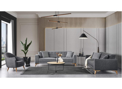 Elegantní obývací pokoj set 3 kusy Luxusní nábytek Šedý Moderní design 3+1 sofa