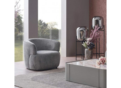 Stylové křeslo do obývacího pokoje Měkký nábytek Šedý designérský klubový posezeníswiper.