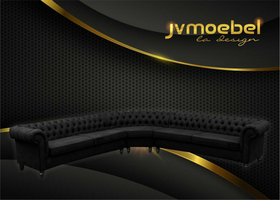 Ecksofa Sofa Design Chesterfield Couch Textil Stoff Wohnlandschaft Garnituren  Rohová sedací souprava Design Chesterfield Pohovka Textil Látka Wohnlandschaft Garnituren