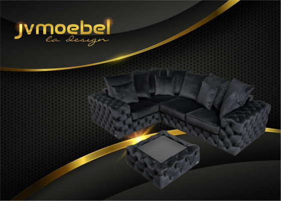 Ecksofa Pohovka Gauč Čalouněná sedací souprava L tvar Stůl k pohovce Textilní obývací krajina