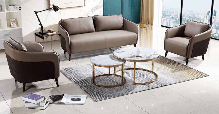 Sofa set kancelářská sedací souprava potahová pohovka 3+1+1 kůže, pohovky kompletní nové.