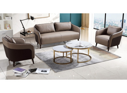 Sofa set kancelářská sedací souprava potahová pohovka 3+1+1 kůže, pohovky kompletní nové.