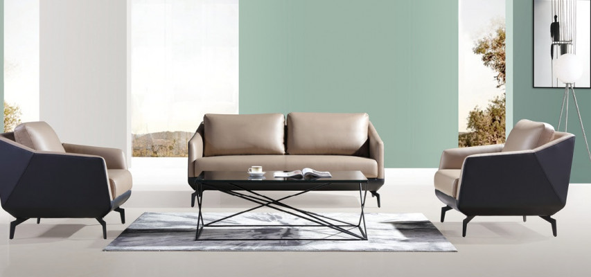 Sofaová sestava 3+1+1 sedadla Návrh pohovky vyplněné kůží pro odpočinek moderní.