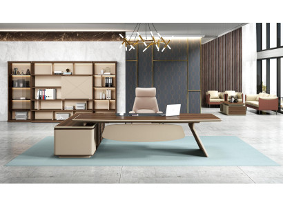 Elegantní psací stůl a velká kancelářská skříň v moderním designu