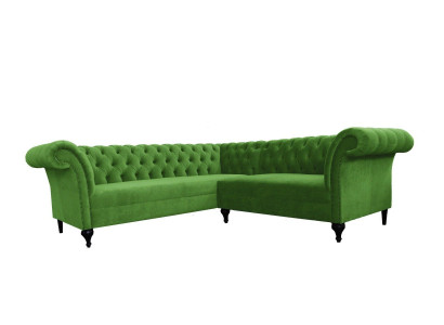 Zelená stylová rohová pohovka Chesterfield Couch L-Forma Designer Sofas Tapicírovaný nábytek