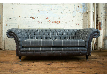 Chesterfield Pohovka Třísezená Design Potahových Materiálů Sedací Souprava Šedá
