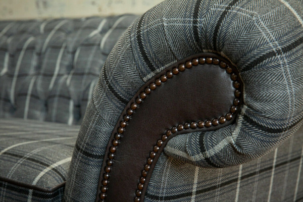 Chesterfield Pohovka Třísezená Design Potahových Materiálů Sedací Souprava Šedá