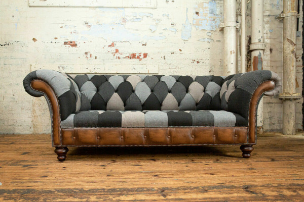 Chesterfield textilní pohovka 3místná pohovka potahová pohovka design luxusní látkové pohovky New