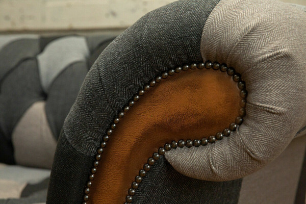 Chesterfield textilní pohovka 3místná pohovka potahová pohovka design luxusní látkové pohovky New