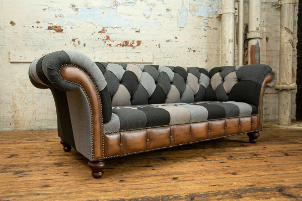 Chesterfield textilní pohovka 3místná pohovka potahová pohovka design luxusní látkové pohovky New