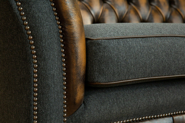 Design Chesterfield Sofa 3 Couch Sofa Set Stoff Polster Leder Dreisitzer