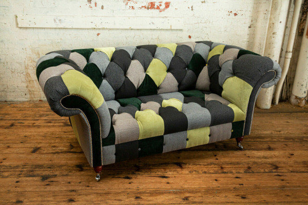 Designer pohovka Chesterfield 2místná pohovka čalouněné pohovky látkové gauče do obývacího pokoje