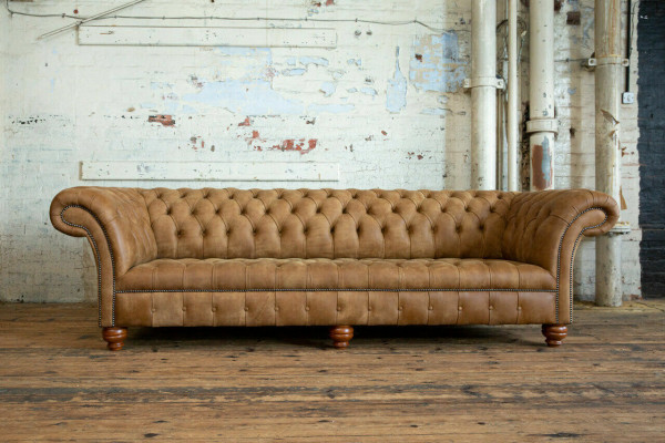 Chesterfield hnědá pohovka sedací souprava 4 sedačka pohovky sedací soupravy