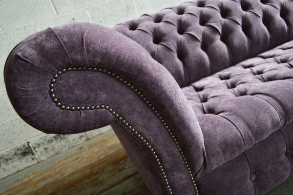 Lila Chesterfield Luxus Couch Sofa Polster 4 Sitzer Couchen Sitz Garnitur