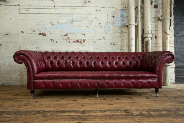 Chesterfield Design Pohovka 4místná Pohovka čalouněná Luxus Klasické textilní pohovky.