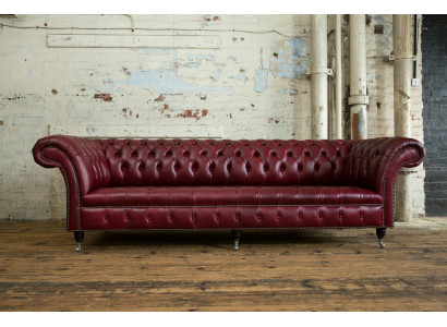 Chesterfield Design Pohovka 4místná Pohovka čalouněná Luxus Klasické textilní pohovky.
