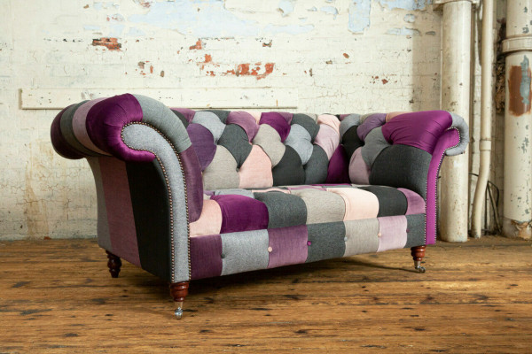Chesterfield 2 osoby textilní sedačka designová pestrá čalounící pohovka