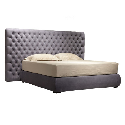 Postel Potah Design Luxus Dvojité Hotelové Postele Pokoj Chesterfield Šedý Samet Nový