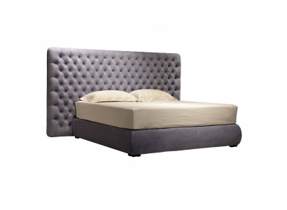 Postel Potah Design Luxus Dvojité Hotelové Postele Pokoj Chesterfield Šedý Samet Nový