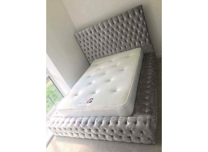 Klasická anglická stylu postel Double textilie Chesterfield postele 160x200cm Nové