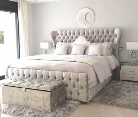Chesterfield Designer Bed Bedroom Textile Leather Upholstered 140/160/180/200 cm  Chesterfield Designer Lůžko Ložnice Textilní Kožené Polstrované 140/160/180/200 cm