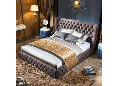 Chesterfield velká postel Velká čalouněná hlavová část postele s ušima dvojlůžko