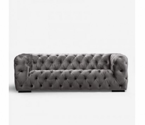 Šedá pohovka Chesterfield Sofa Couch potah látkou kůže sofa polštáře souprava