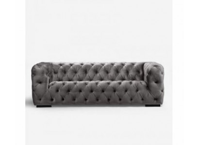 Šedá pohovka Chesterfield Sofa Couch potah látkou kůže sofa polštáře souprava