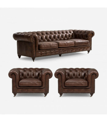 Sofa sestava 3+1 sedáků Pohovka Polstrovaná sedačka Chesterfield Textilní Kožená Nová