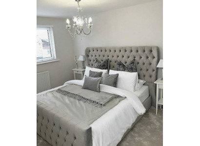 Chesterfield designer postel ložnice textilie kůže polstrovaná 140/160/180/200 cm