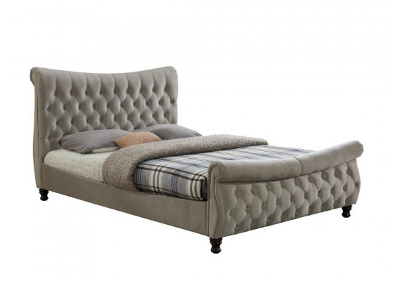Chesterfield Textilová postel Návrhářské postele Beige Hotelová manželská ložnice