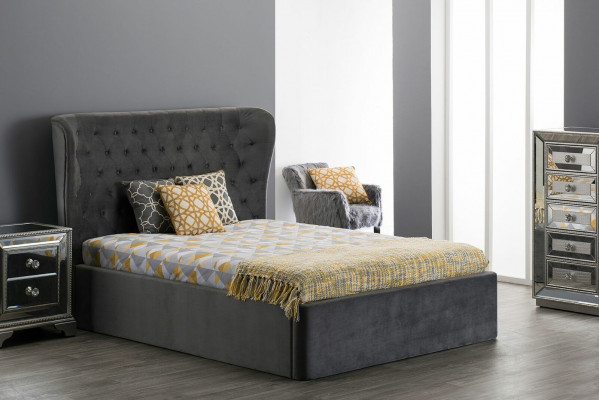 Chesterfield Design postel 180x200cm Šedá ložní postel Hotelová čalouněná Luxusní postele