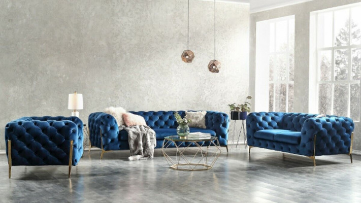 Luxusní textilní látková pohovka sedačka potahová sedačka 3+2 sada garnitur Chesterfield.