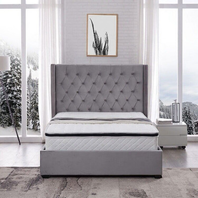 Postel Chesterfield Luxusní polštářková postel Design lůžka textilie kožené nové