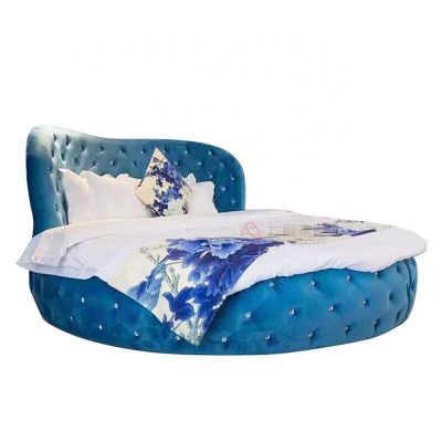 Kolečko Chesterfield design postele pro ložnici látkové kůže polštáře fialové kulaté luxusní