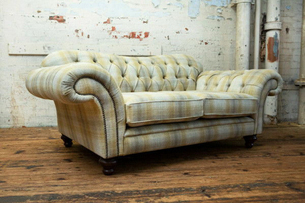 Chesterfield Sofa 2-sedadlové Designové Pohovky Kovové Pohovky Kůže Relaxační Dvojsedačka