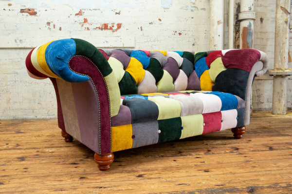 Moderní design barevné dvoumístné pohovka Chesterfield textilní sedací souprava design