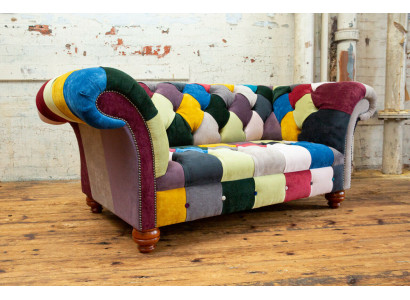 Moderní design barevné dvoumístné pohovka Chesterfield textilní sedací souprava design