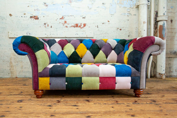 Moderní design barevné dvoumístné pohovka Chesterfield textilní sedací souprava design