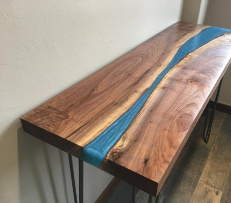 Konzoletní stolek Sideboard Skutečné dřevo Designer stůl Epoxidová pryskyřice Vodopád Řeka